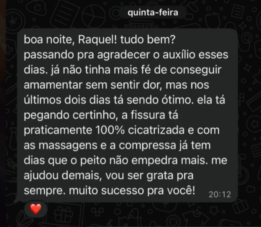 Depoimento de aluna 7 sobre o curso Descomplicando a Amamentação