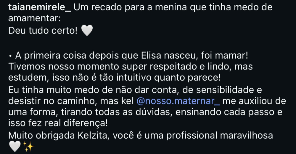 Depoimento de aluna 9 sobre o curso Descomplicando a Amamentação
